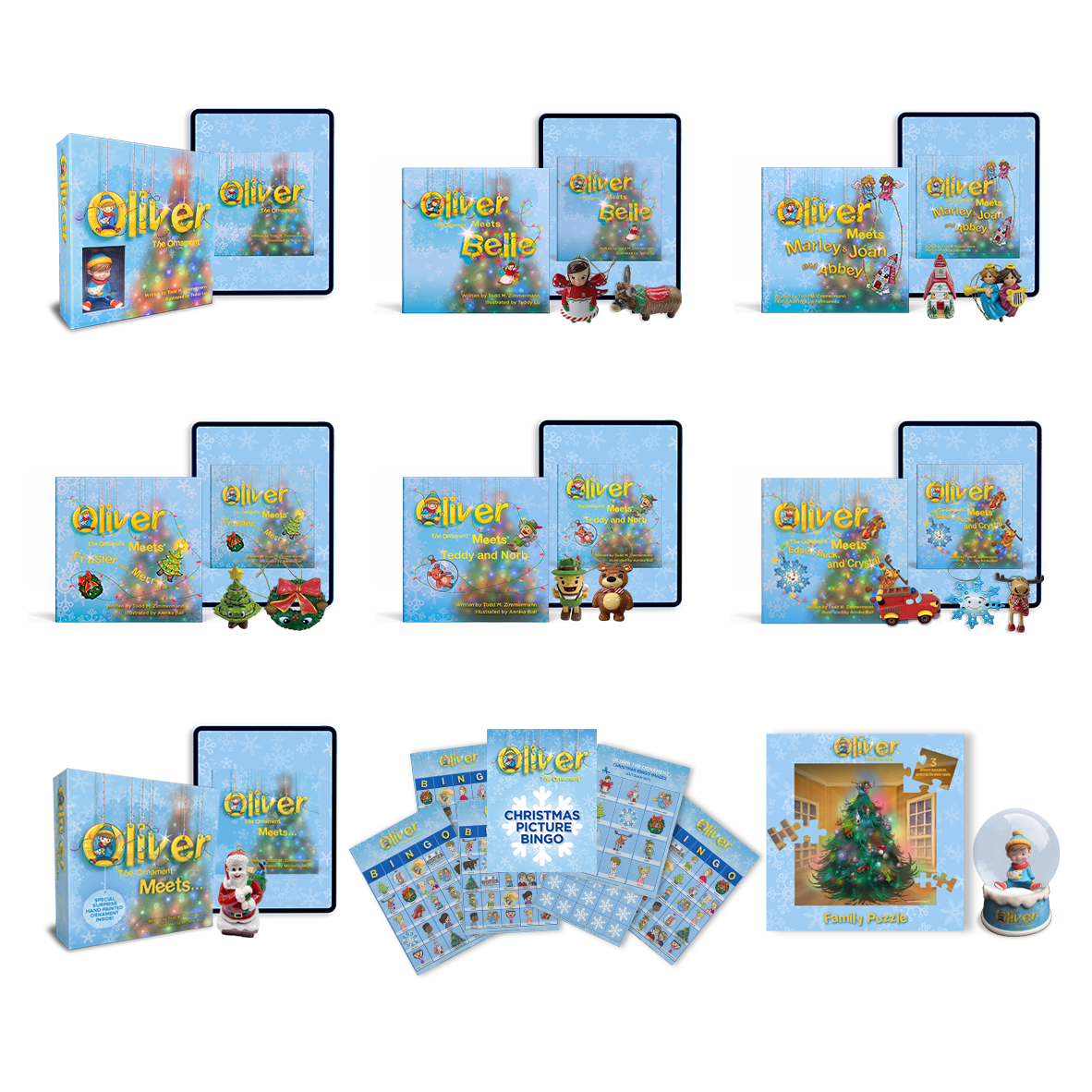 Oliver the Ornament Deluxe Christmas Collection of Books #1 - #7, and 14 Ornaments