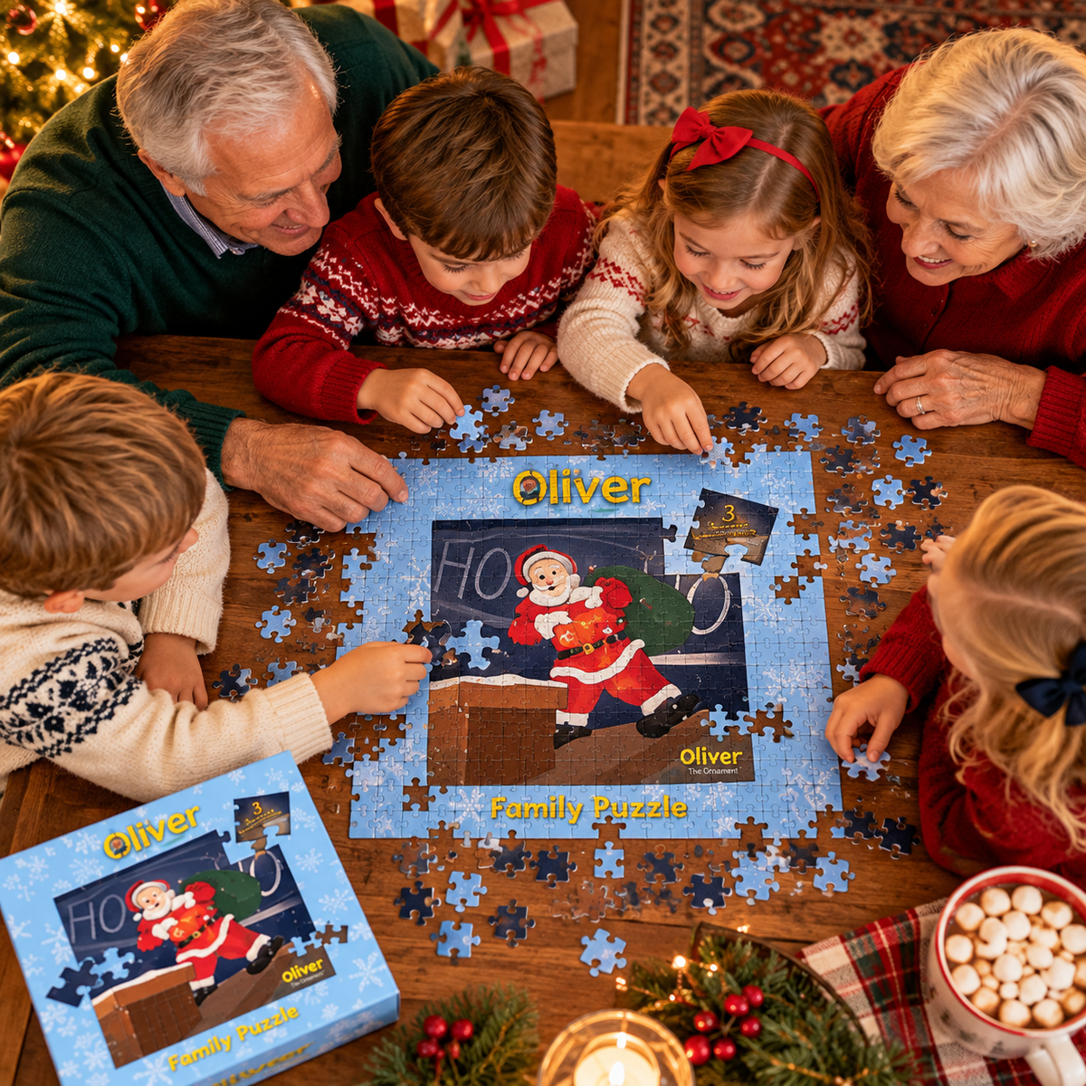 Oliver the Ornament Santa Family Christmas Puzzle